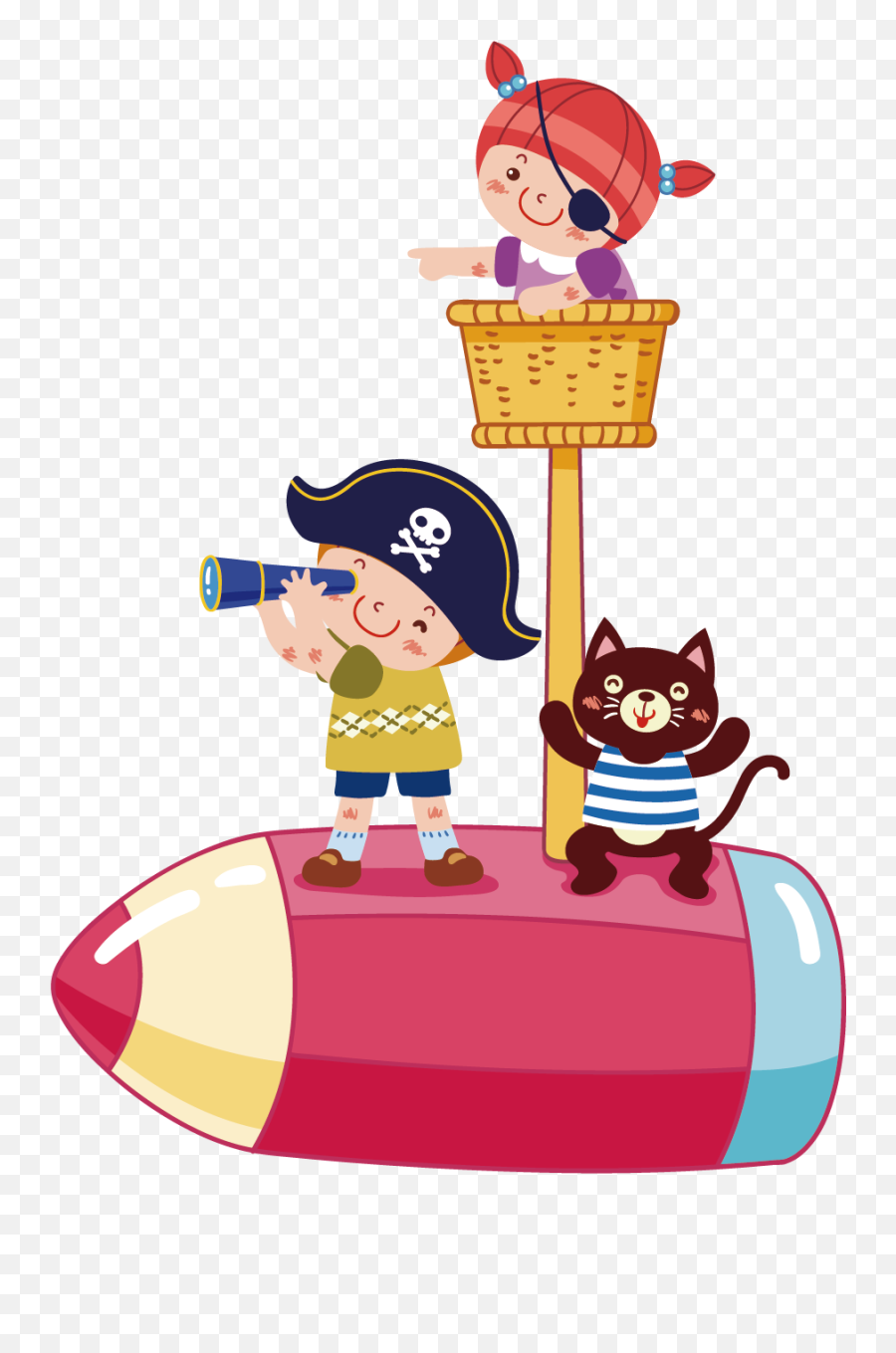 Piracy Cartoon Child Illustration - Pirate Telescope Png Cartoon Kids Pirate,Telescope Png