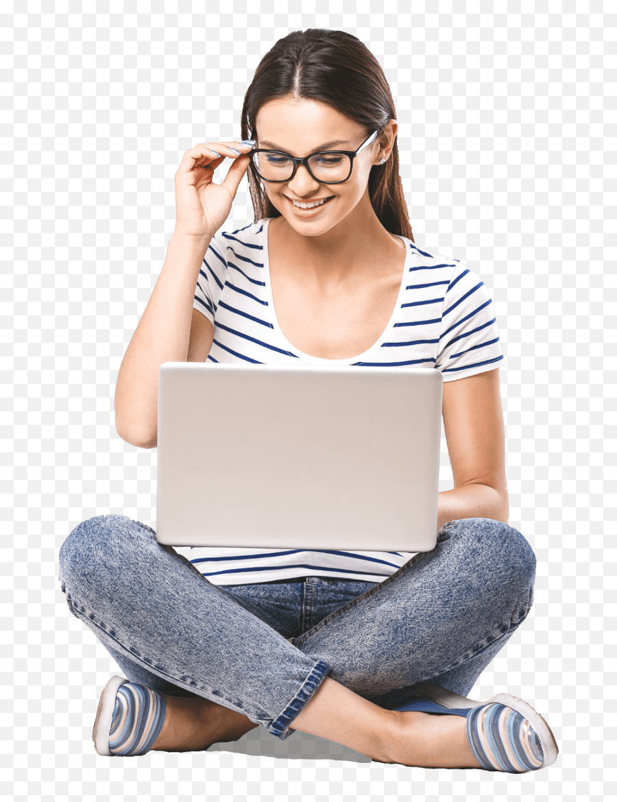 Download Girl - Girl Sitting On Laptop Png,Girl Sitting Png