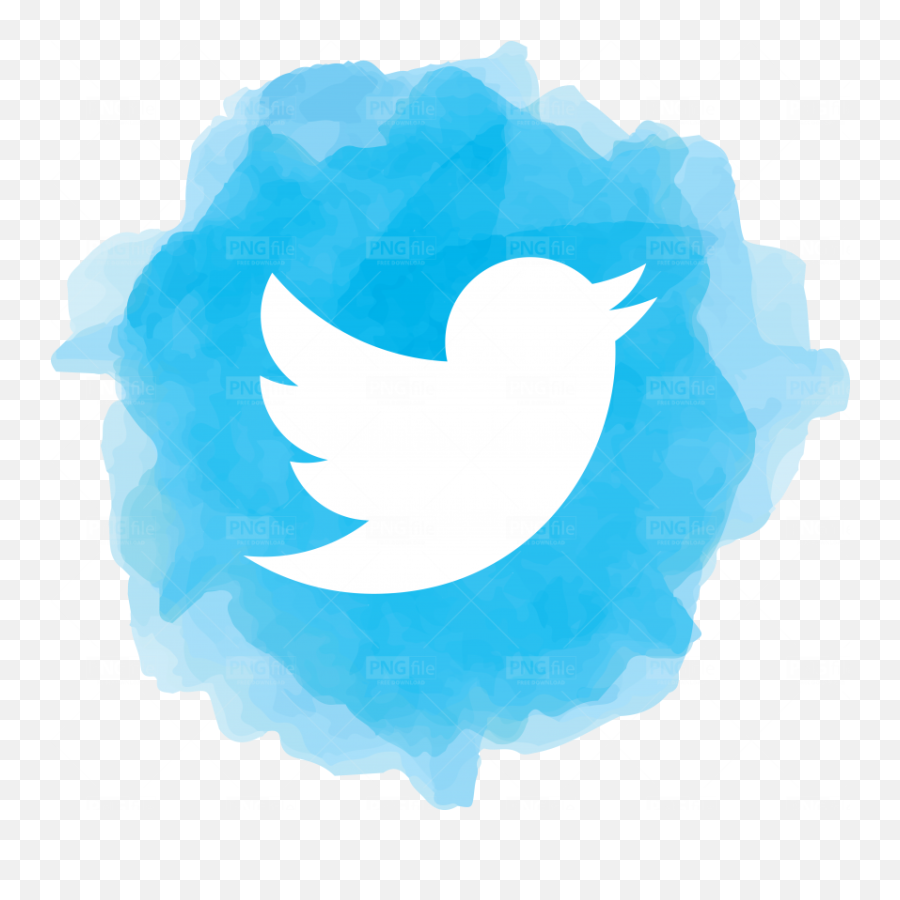 Watercolor Social Media Icon Logo - Twitter Button Png Circle,Social Network Icon Png