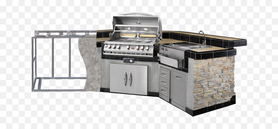 Outdoor Bbq Kitchens Islands Grills Carts - Outdoor Custom Kitchen Bar Png,Icon Hybrid Kamado Grill