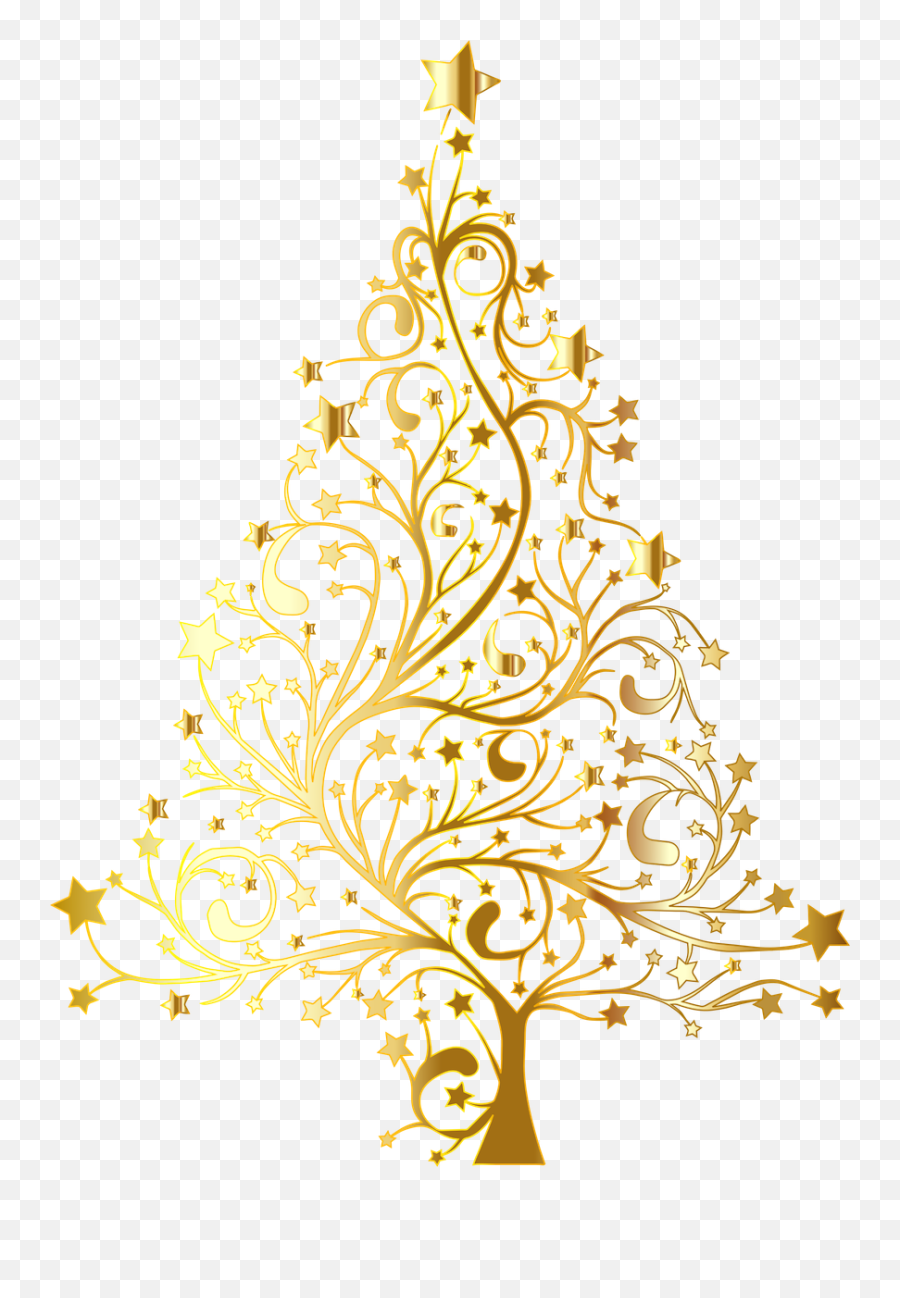 Starry Christmas Tree Gold No - Christmas Tree Clipart White Background Png,Christmas Tree Vector Png
