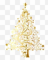 Starry Christmas Tree Gold No - Clipart White Background png