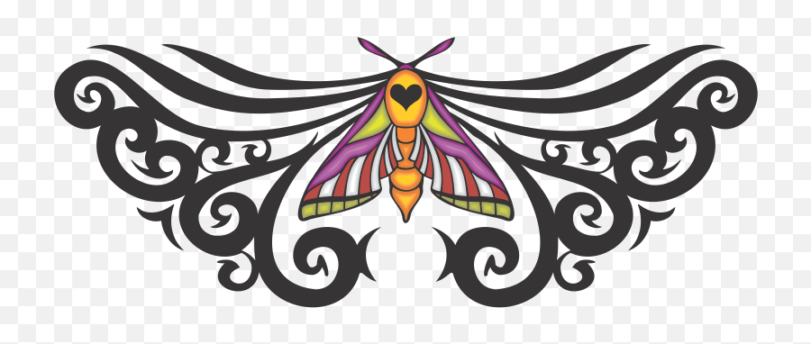 Tribal Butterfly Tattoo Colored Decal 2 - Tribal Png,Butterfly Tattoo Png