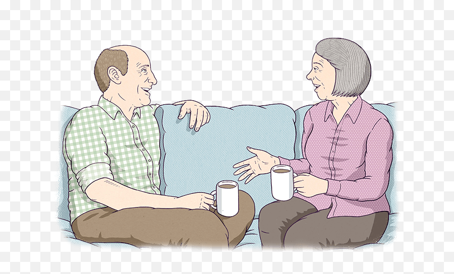 Download Two Old People Are Sitting - Conversation Two People Talking Cartoon Png,Old People Png