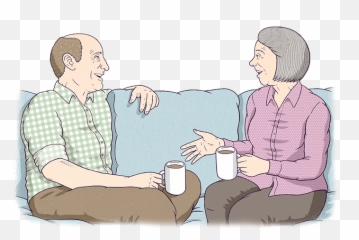 Download Two Old People Are Sitting - Conversation Cartoon png