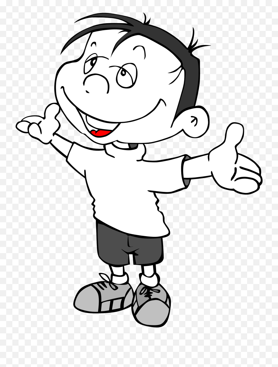 One Kid Png Black And White Transparent - Clip Art Black And White Boy,Kid Png