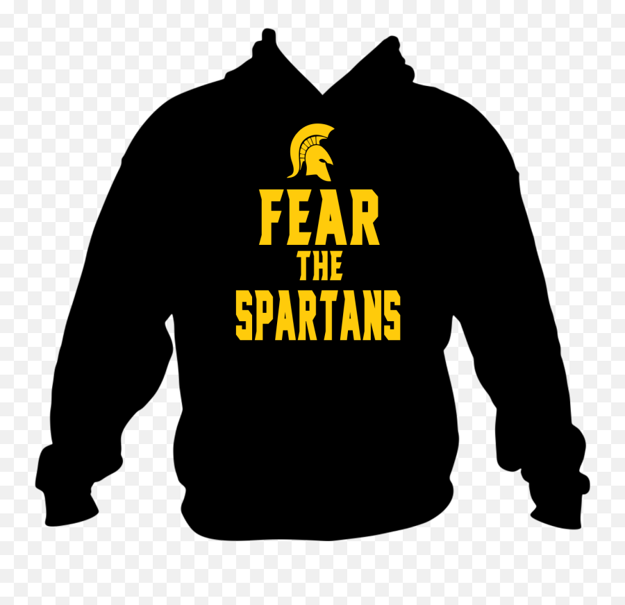 Hoodie Gildan Black Fear The Spartan Logo Yellow - Spin It Toss It Catch It Color Guard Png,Hoodie Template Png