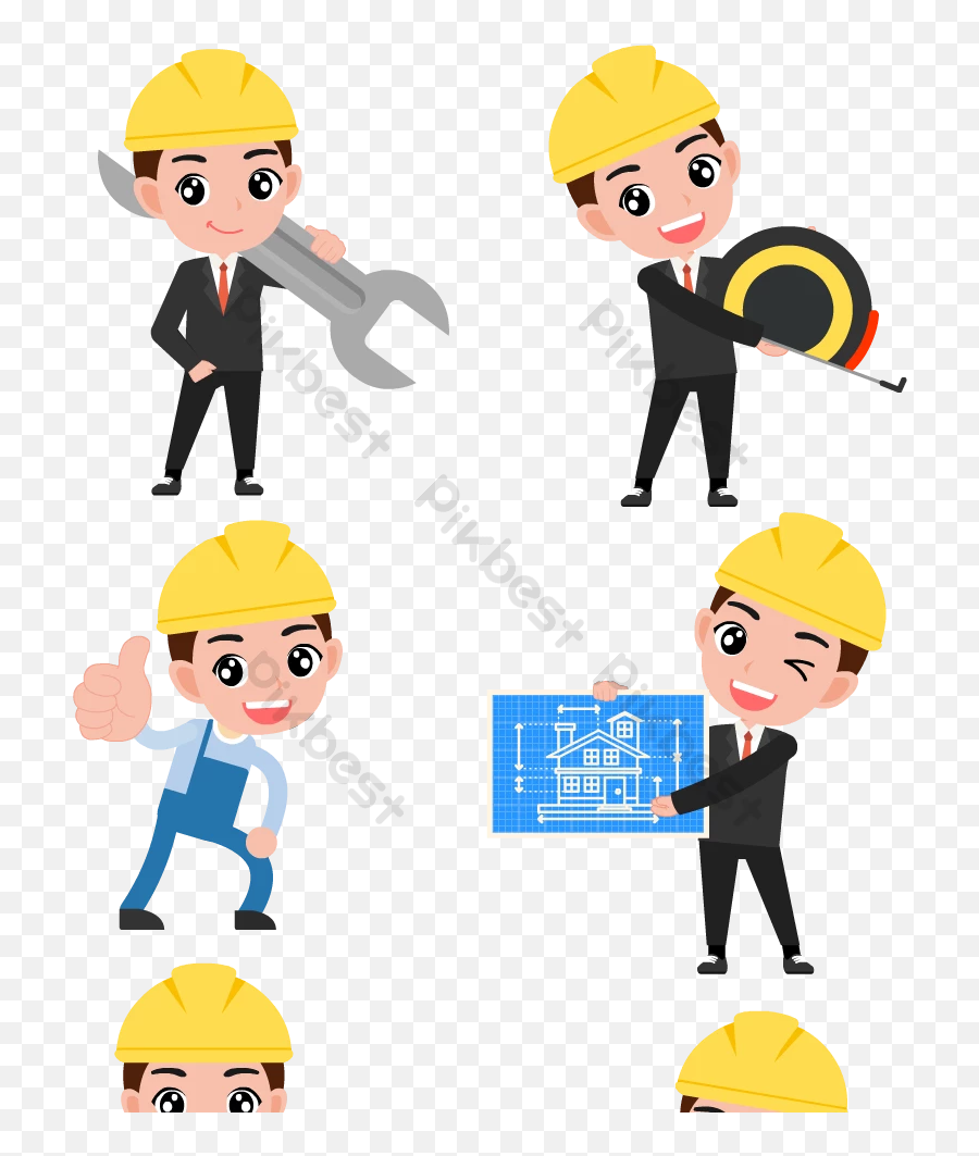 Cartoon Cute Three - Dimensional Construction Engineer Design Construction Worker Png,Construction Helmet Png