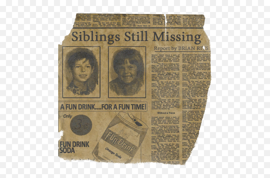 Siblings Missing Newspaper - Official The Forest Wiki Missing Child Newspaper Article Png,News Paper Png