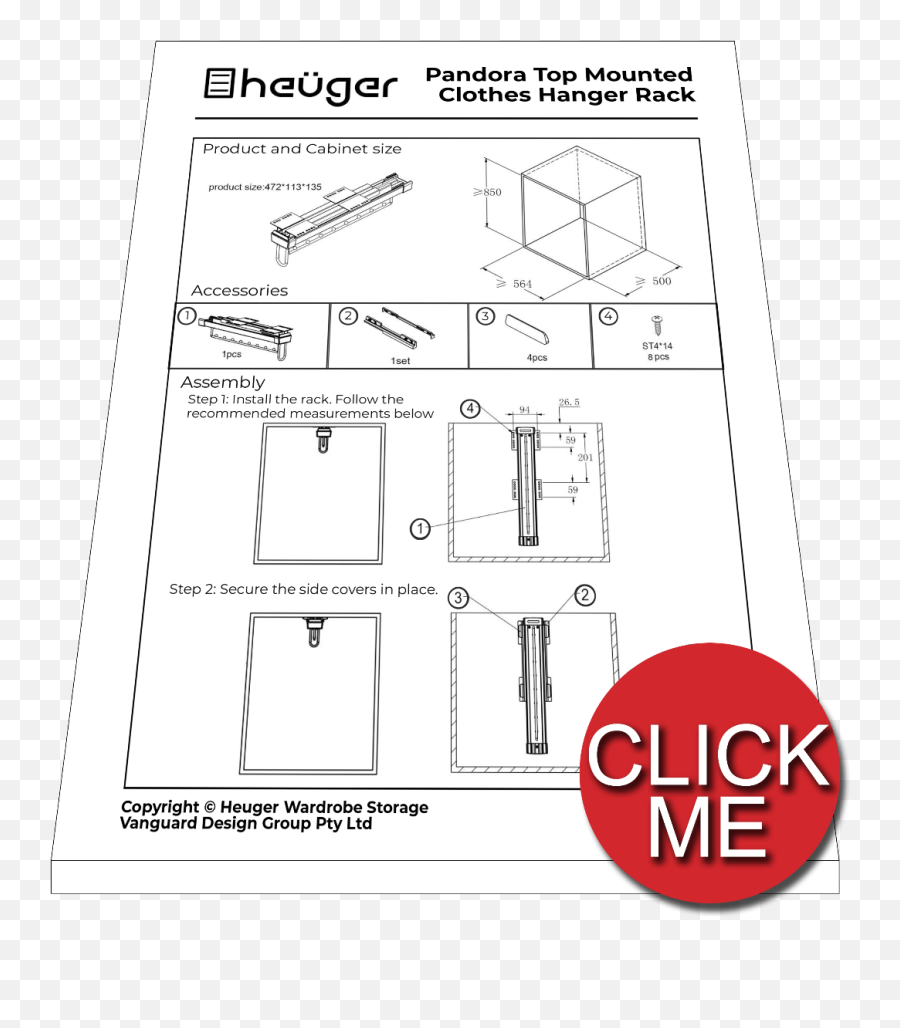 Heuger Pandora Slide Out Clothes Hanger Rack - Top Mounted Vertical Png,Pandora Icon Board