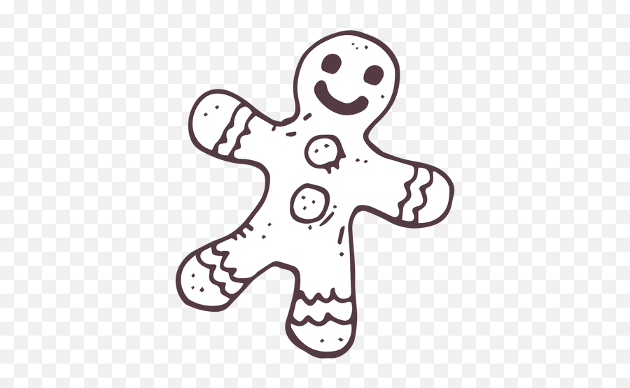 Gingerbread Man Hand Drawn Icon 56 - Transparent Pngsvg Black And White Cartoon Xmas,Hand Drawn Icon