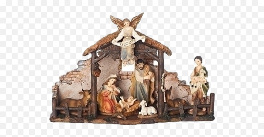 9pc Nativity Scene With Stable Ptl Shopping Network - Child Carousel Png,Nativity Scene Png