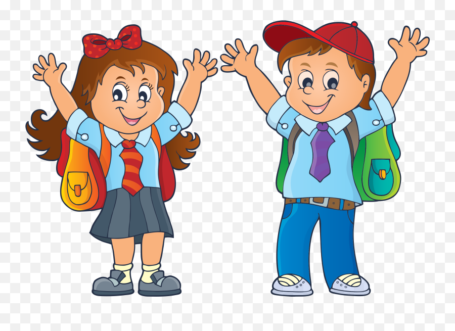 Kid To School Clipart - Drawing Of School Kids Png,School Clipart Png