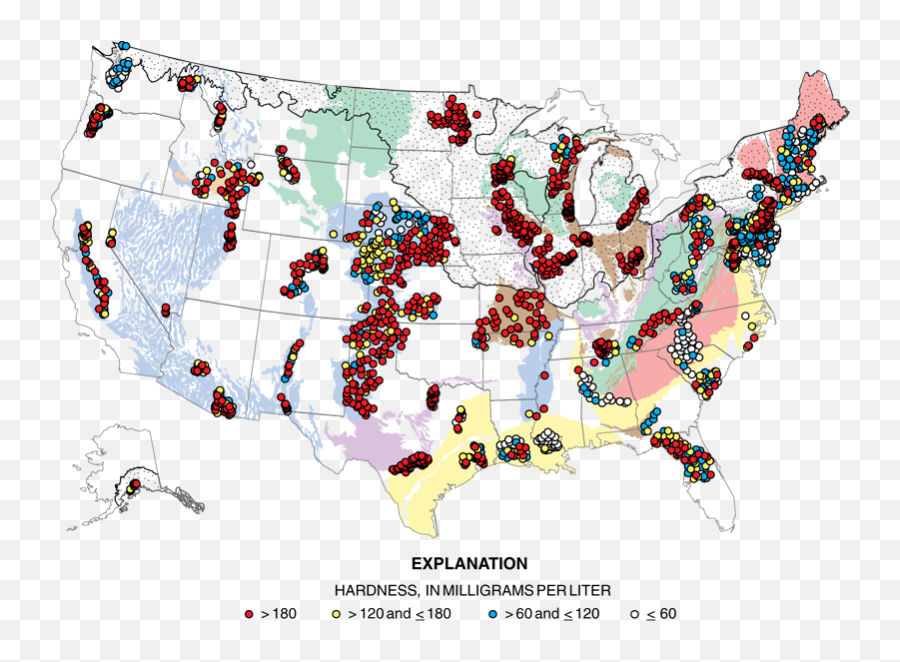 Hardness Of Water - Us Water Hardness Map Png,Us Map Transparent Background