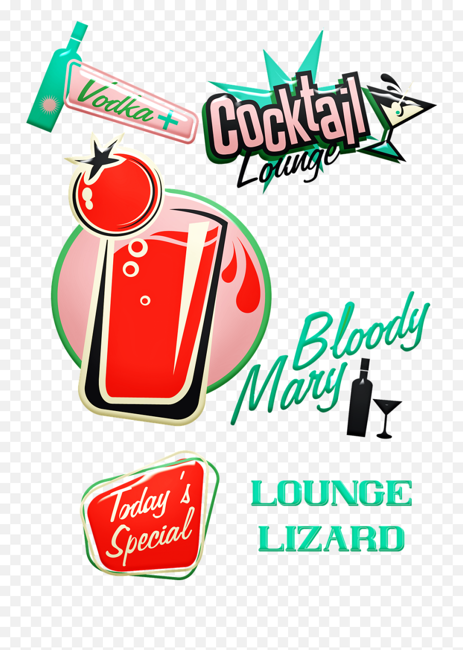 Retro Cocktail Signs Bloody Mary - Free Image On Pixabay Clip Art Png,Bloody Mary Png