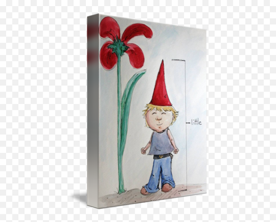 One Little Gnome Big Flower - Classical Little Young Gnome Drawing Png,Gnome Child Png