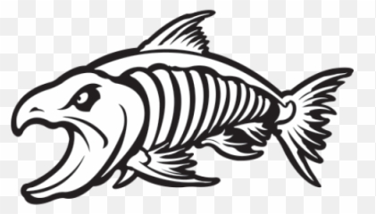 Printed Vinyl Aggressive Salmon Fish Skeleton - Salmon Fish Skeleton Tattoo Salmon Png,Fish Skeleton Png