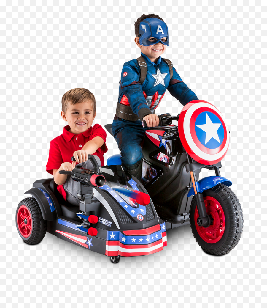 Kid Trax Captain America Electric Kids Motorcycle - Captain America Motorcycle Toy Png,Capitan America Logo