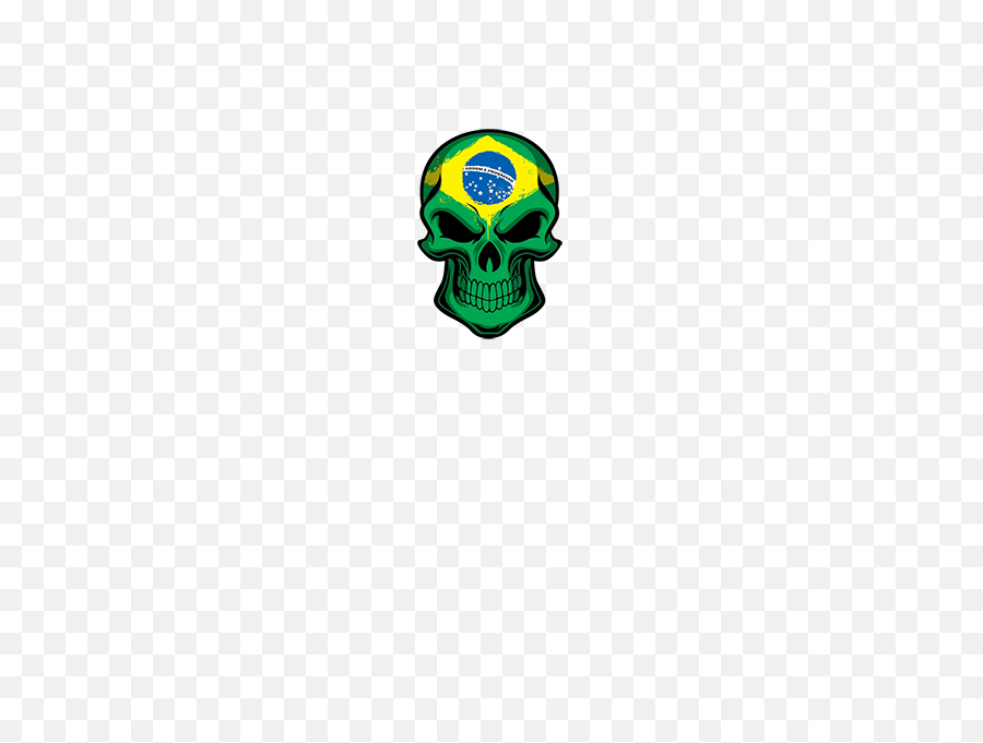 Full Color Printed T - Shirt Skull With Brazil Flag Stickers Emblem Png,Brazil Flag Png
