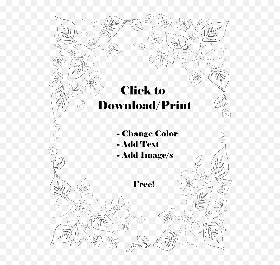 Free Flower Border Template Personal U0026 Commercial Use - Line Art Png,White Border Transparent Background