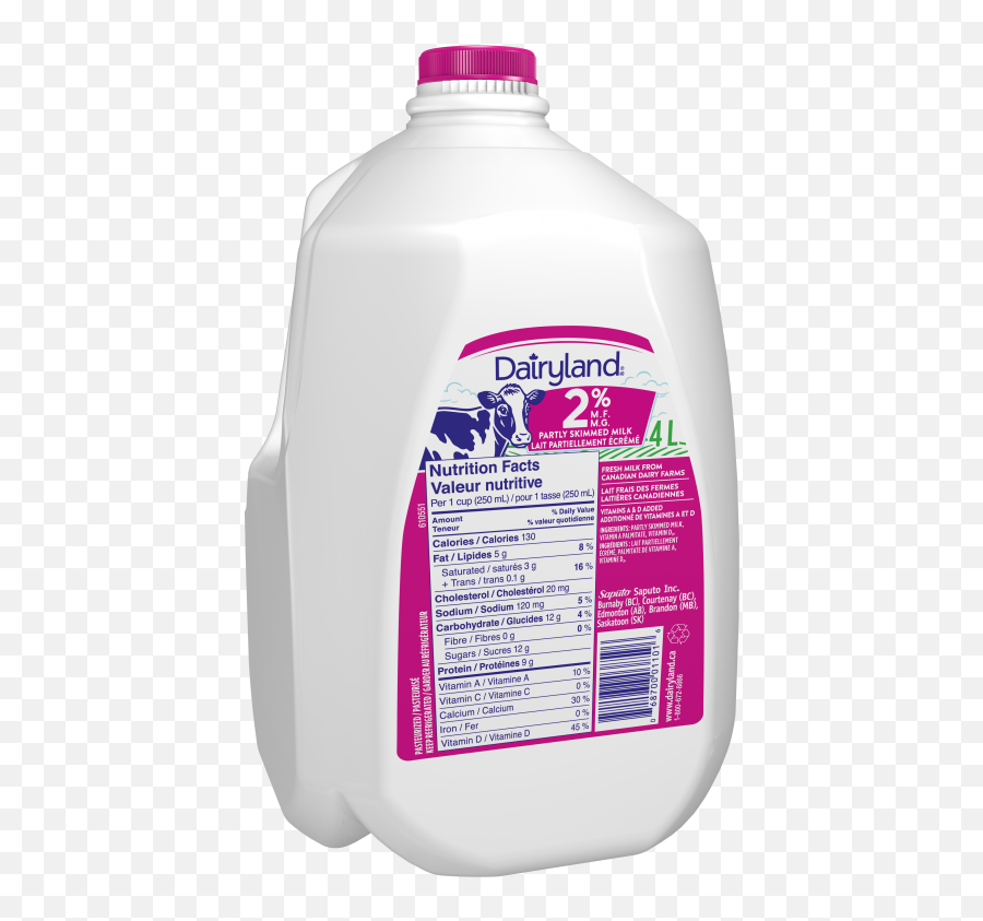 Dairyland 2 Partly Skimmed Milk - 4 Litre Jug Milk 4l Png,Milk Jug Png