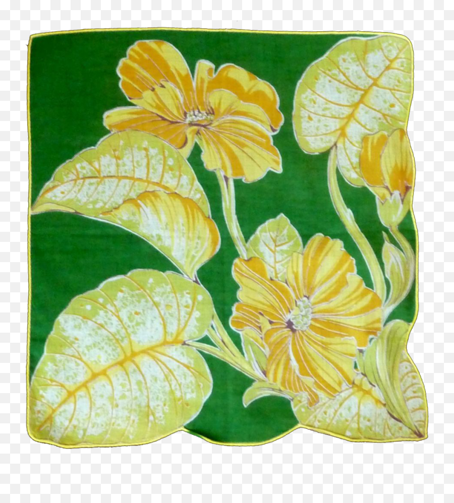 Yellow Flowers Linen Handkerchief Hanky - Decorative Png,Green And Yellow Flower Logo