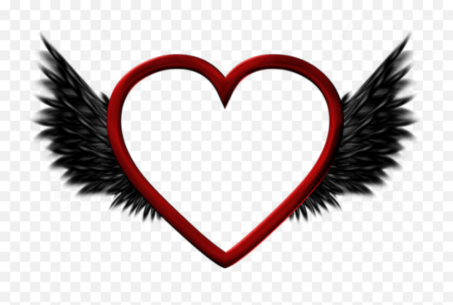 Download Red Transparent Heart With Black Wings Png Picture - Heart With Wings Png,Red Heart Png