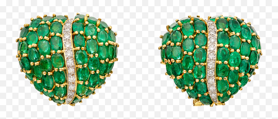 Pair Of Diamond And Emerald Heart Earring Sothebyu0027s - Fresh Png,Vandemataram Icon Gota