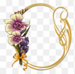 Bello Marco Con Flores Narcisos Para Fotos - Descargar Tag Lilas E Dourado Png,Marcos Png