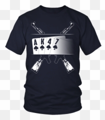 Ak - 47 TShirt Playing cards with AK47 Background Design on Front Rogue Legend png