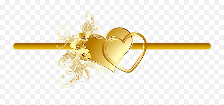 Divider Frame Border Heart Gold Flowers Vines Leaves - Clip Art Png,Gold Heart Png