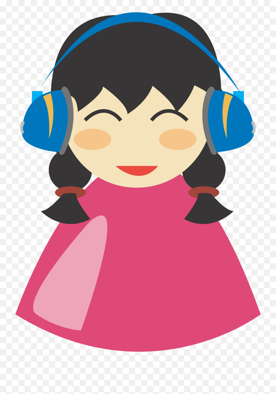 Girl With Headphone Clip Art - Vector Clip Art Girl With Headphones Clipart Png,Cartoon Headphones Png