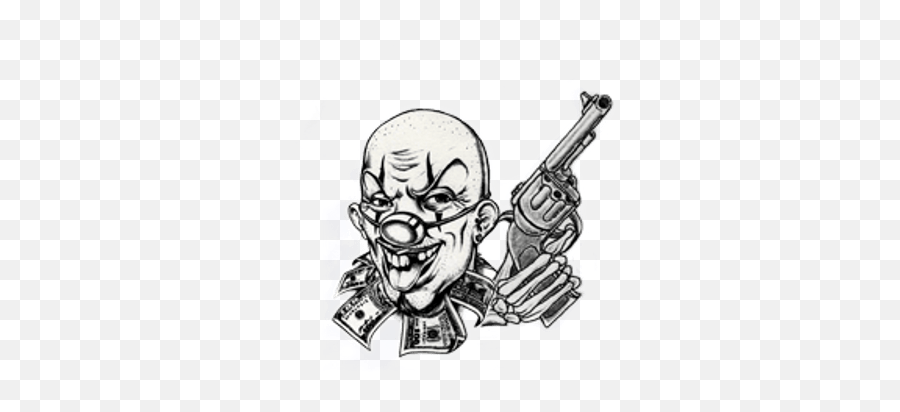 Clown And Gun Tattoo Transparent Png - Tattoo Clown Png,Tattoo Gun Png