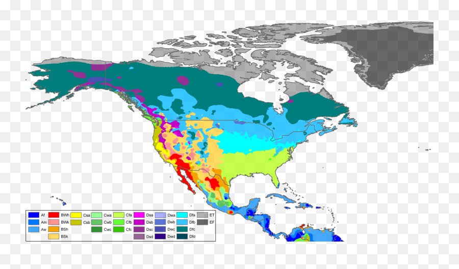 Filenorth America Köppen Mappng - Wikimedia Commons Koppen Climate Classification System,North America Png