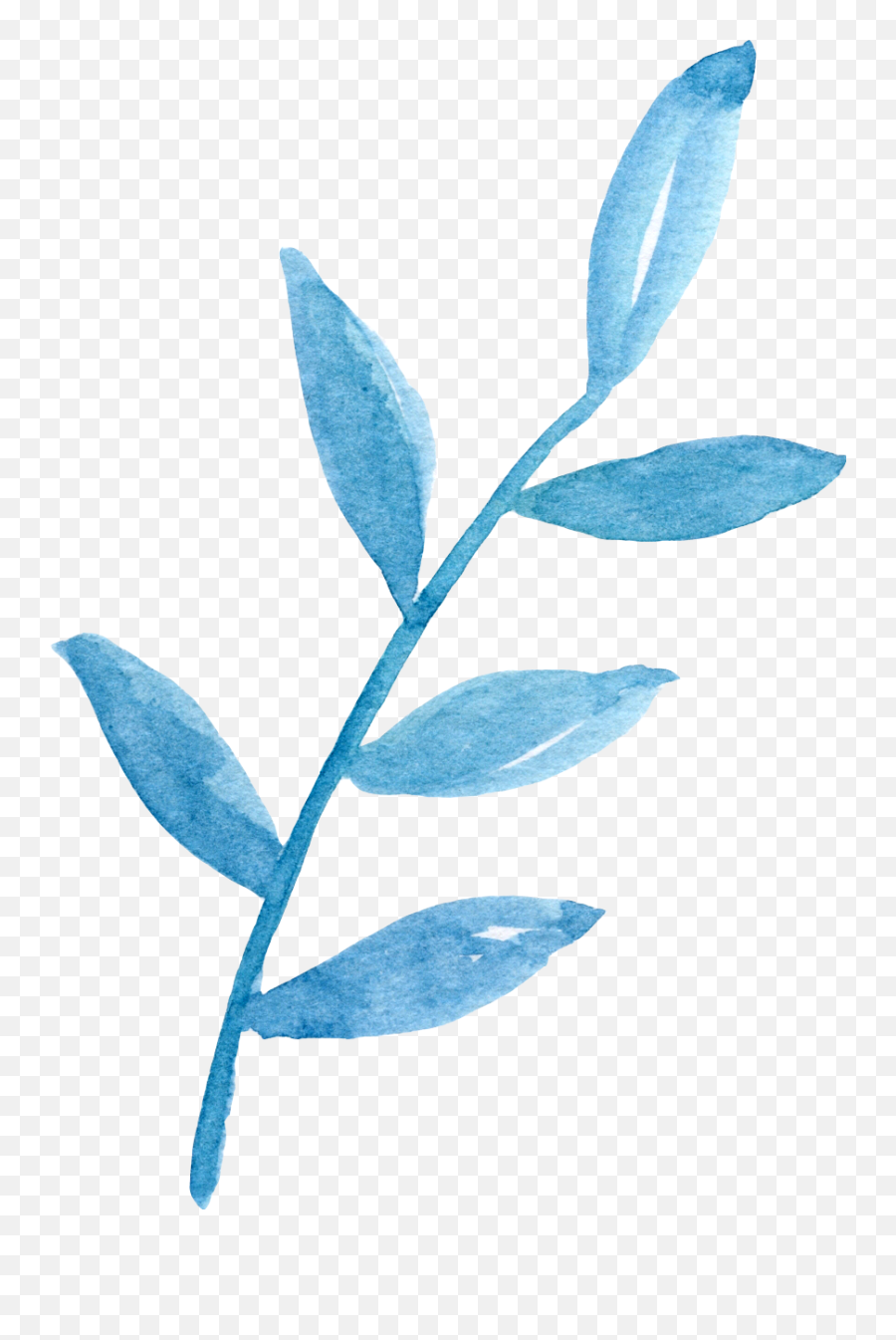 Ftestickers Watercolor Leaves Stem Teal Blue - Watercolor Blue Leaf Png,Watercolor Leaves Png