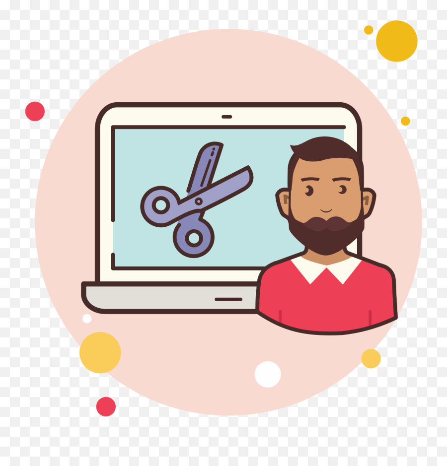 Man Laptop Scissors Icon U2013 Free Download Png And Vector - Icon,Desktop Icon Scissors Cutting Circle