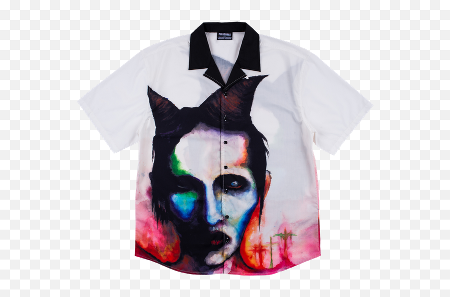 Pleasures X Manson Watercolour Camp Shirt Atterley - Maryline Manson Less Forget Png,Marilyn Manson Icon