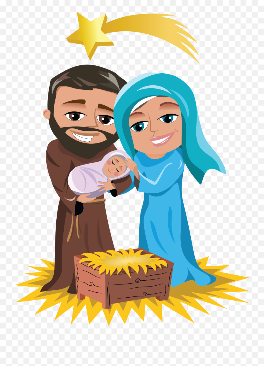 Library Of Christmas Jesus Jpg Free Stock Png Files - Cartoon Mary And Joseph,Nativity Scene Png