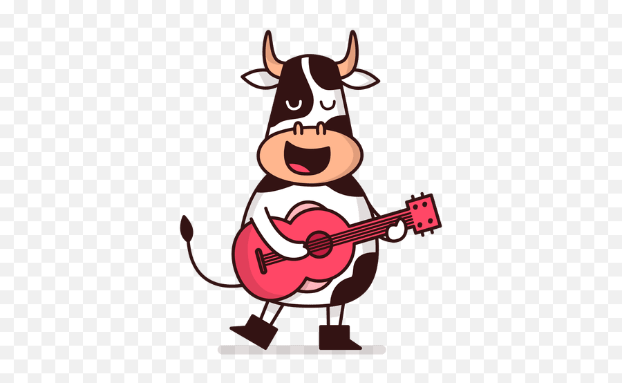 Transparent Png Svg Vector File - Cow Playing An Instrument,Cartoon Guitar Png