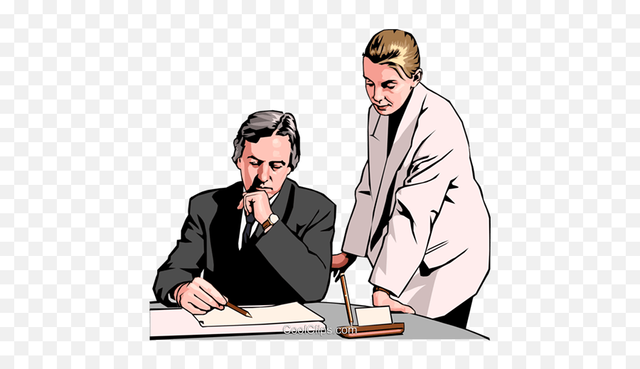 Business - Woman And Man At Desk Royalty Free Vector Clip Art Businessperson Png,Business Woman Png