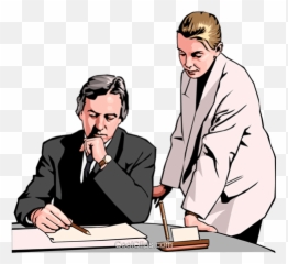 Business - Woman And Man At Desk Royalty Free Vector Clip Art Businessperson Png,Business Woman Png