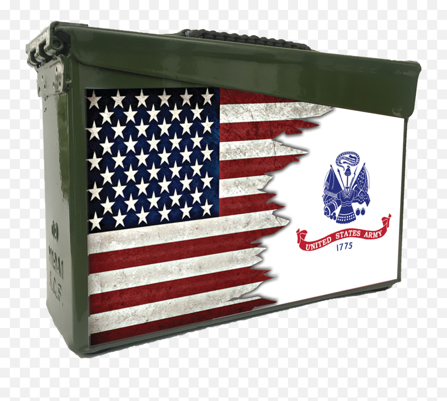 Dual Us Flag And Military Service Branch Custom Ammo Cans - Logo Flag Us Army Png,Distressed American Flag Png