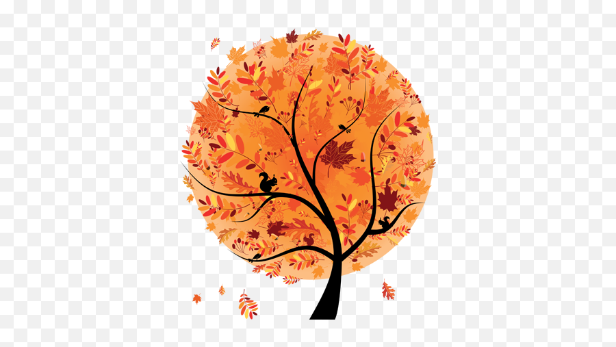 Download Autumn Tree Design Wall Sticker 604 - Abstract Autumn Cartoon Png,Falling Leaves Png