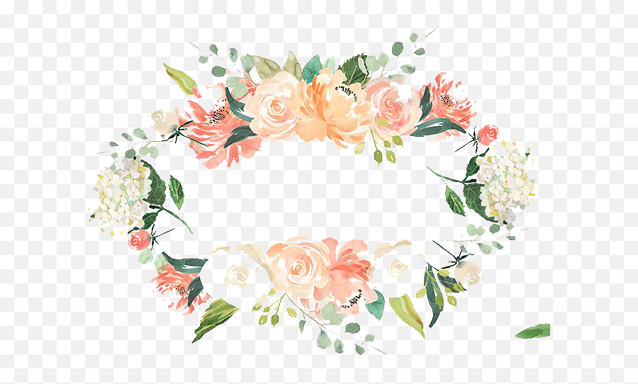 Flower Wreath Png - Watercolor Branch Png Watercolor Transparent Flower Frame Border,Branch Png