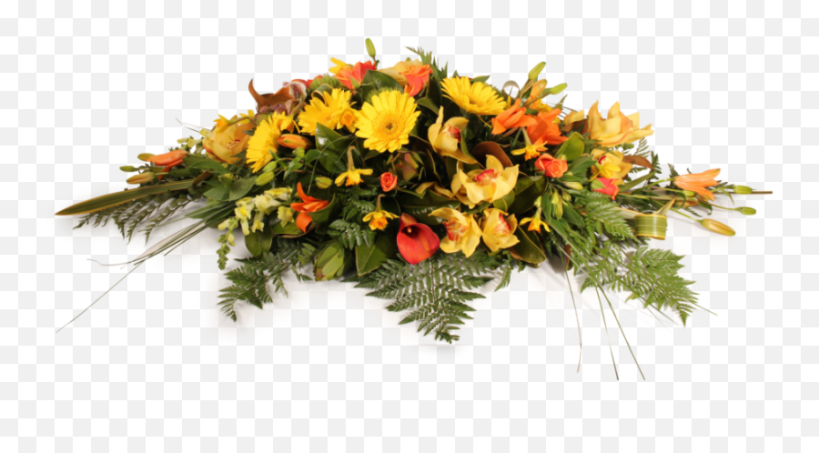 Download Yellow And Orange Casket Spray - Funeral Flowers Flowers For Funeral Designs Png,Orange Flowers Png