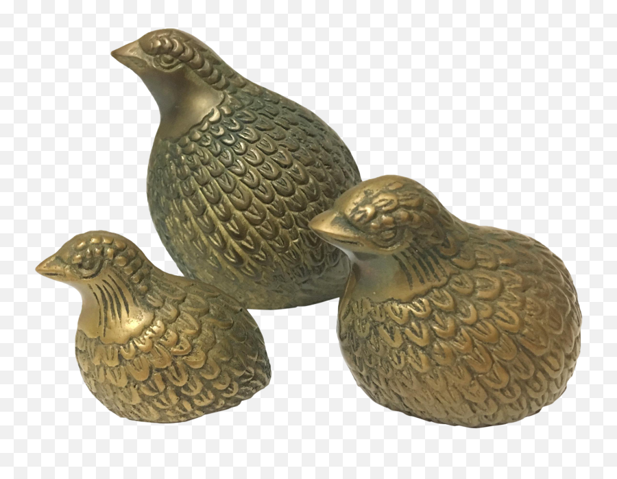 Brass Quail Partridge Family Figurines - Set Of 3 Figurine Png,Quail Png