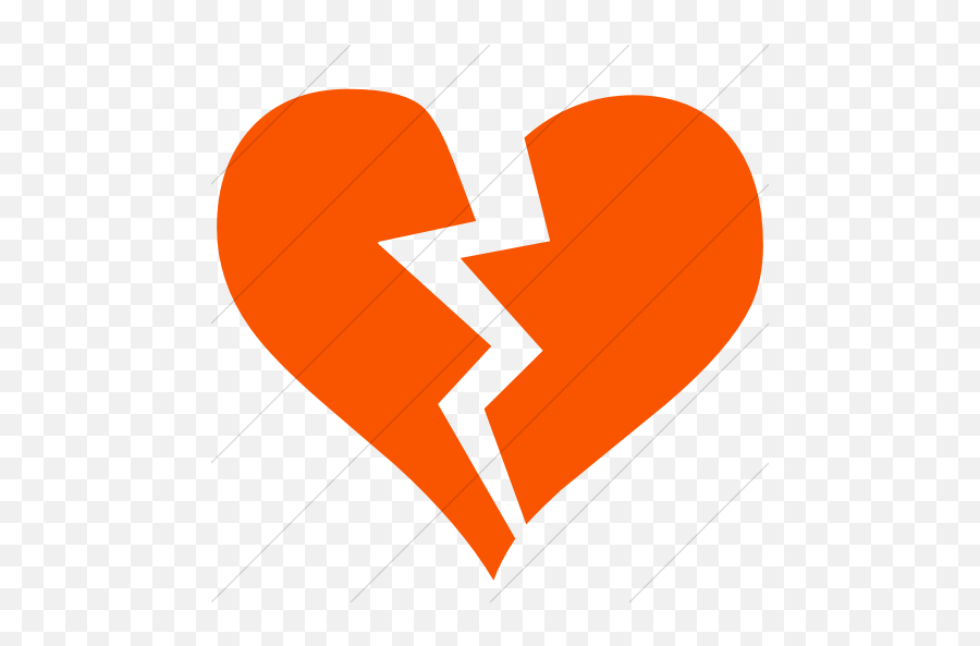 Iconsetc Simple Orange Classica Broken Heart Icon - Broken Heart Icon Transparent Png,Broken Heart Transparent
