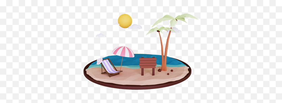Beach Umbrella 3d Illustrations Designs Images Vectors Hd - Sunlounger Png,Beach Umbrella Icon