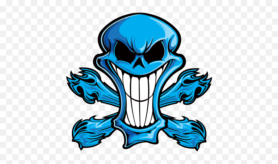 Printed Vinyl Cartoon Blue Stickers - Devil Logo Png,Cartoon Skull Png
