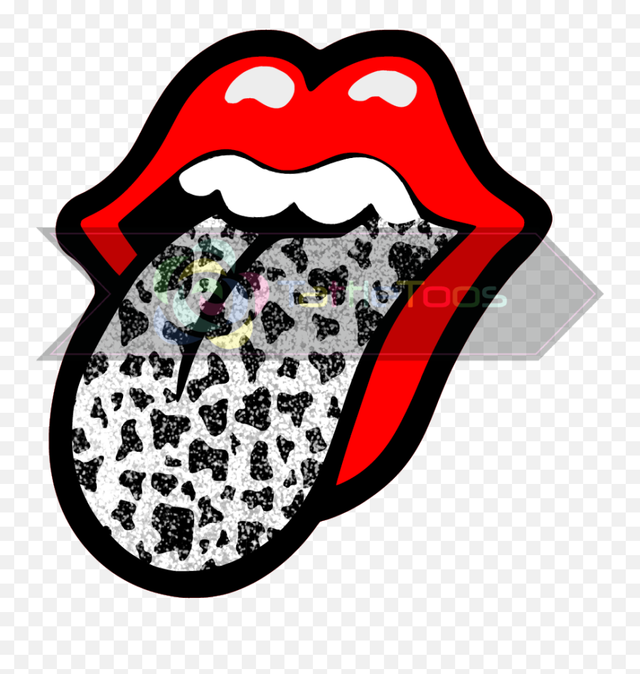 Glitter Black And White Cow Print - Rolling Stones Sticker Flag Png,Tongue Png